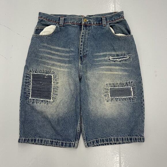 Vintage Y2k Sean John Blue Baggy Loose Fit Jorts 36x14 - Picture 1 of 3